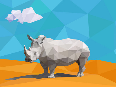 Rhino Low Poly animals illustrator logo low lowpoly poly rhino