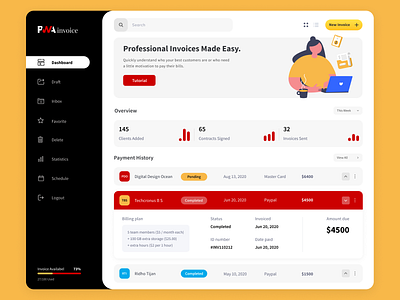 Dashboard Invoice UI dashboard design dashboard template dashboard ui illustraion invoice design user experience design user interface design webdesign website design