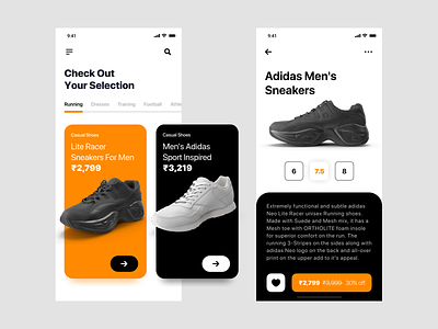 Adidas store App app design cart page ecommerce app figmadesign ios app ios app development mobile app design store app ui design user interface design