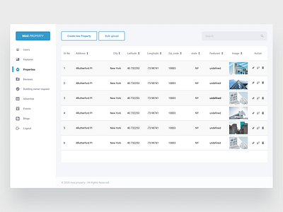 property management admin panel clean ui dashboard property management