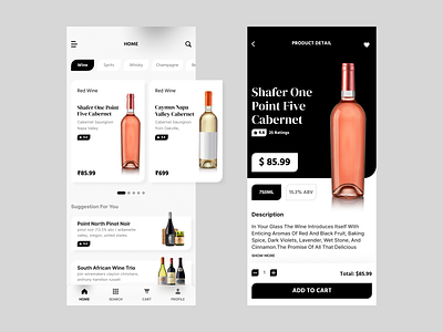 Wine Shop App cart clean design figmadesign ios app development minimalist mobile app design mobile app development user interface design wine app wine bottle