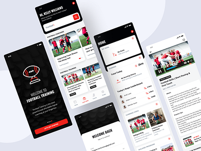 Football Coaching App UI Kit app design app designer clean ui figma figmadesign football football app interaction design ios app ios app development mobile app design sports app ui design user interface design