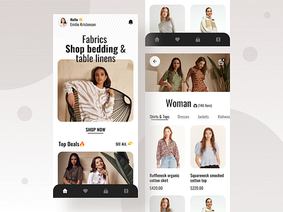 Women's Fashion store app Screen