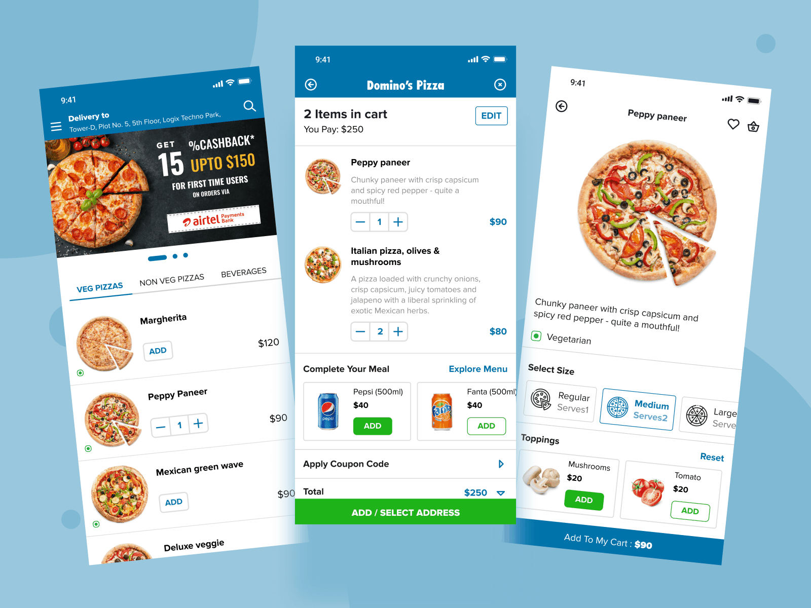 PIZZA Mobile App app design figma figmadesign food app mobile app ui design pizza app pizza mobile app ui user interface design