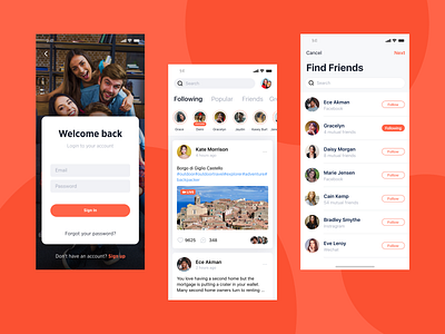 Social Mobile App UI app design facebook figmadesign find friends app instagram ios app ios app development mobile app design social media app social mobile user experience design user interface design