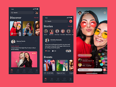 Live stream mobile app ui design