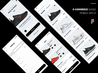 e Commerce Shoes Mobile App add to cart address adidas adidas originals app design app designer checkout e commerce e commerce app design figma figmadesign ios app ios app development man shoes mobile app design shoes shoes app ui design user experience design user interface design