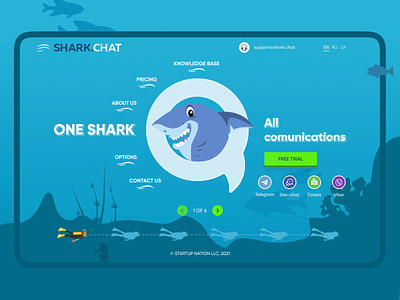 Shark chat animation logo lottie motion graphics shark ui