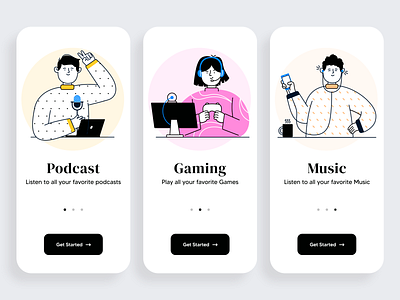 Media Consumption app cards ui clean ui design illustration ui ux visual design web