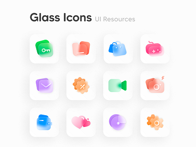 Frosted Glass icons app clean ui frost glass icon illustration resources ui visual design web