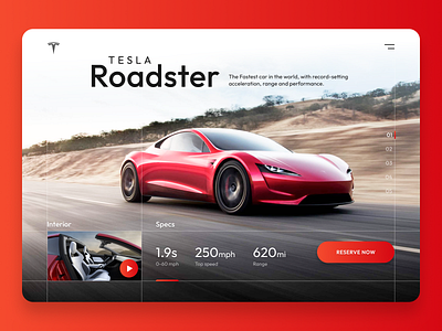 Tesla Roadster app branding clean ui design roadster tesla ui ux visual design web