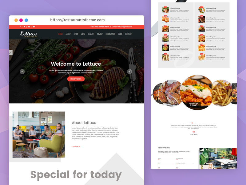 Download Lettuce Restaurant Website Template Free Psd By Restaurants Theme On Dribbble Yellowimages Mockups