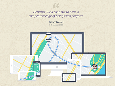 Cross-platform cross platform devices illustration map multi platform real time location