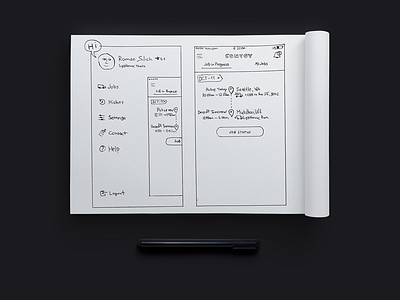 iOS app wireframe hamburger ios layout left leftmenu menu mobile sidemenu sketch ux wire wireframe