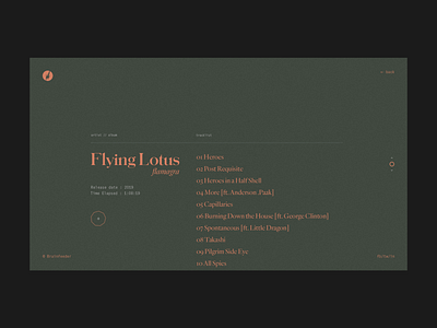 Flying Lotus - Flamagra album page art direction brainfeeder clean design flamagra flying lotus typography ui ux web webdesign
