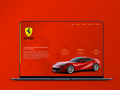 Ferrari product landing page app branding design ui web website