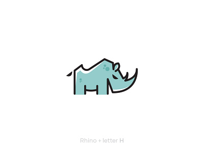 Rhino | letter H branding design draw flat flat art icon illustration logo minimal sketch