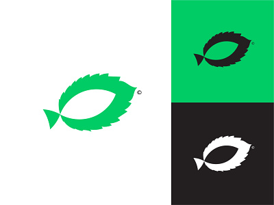 Leaf & fish art branding design draw flat art icon illustration logo minimal sketch