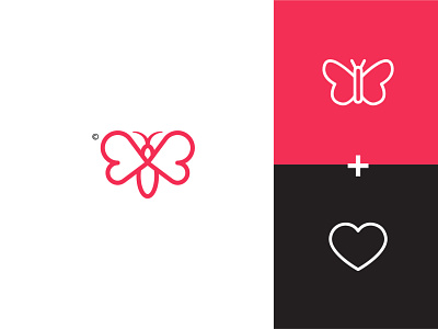 Heart & Butterfly animation branding draw flat flat art icon illustration logo minimal sketch