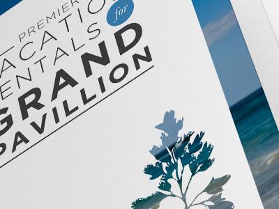 Trifold Brochure blue cutout gotham ocean rentals sky typography vacation