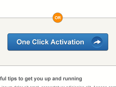 One Click Activation blue button call to action email orange text