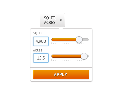 SqFt - Acres nav orange popover