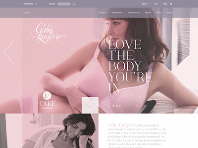 Cake Maternity website feminine lingerie web design