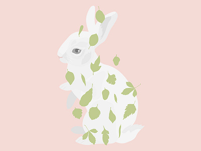 Bunny animal illustration leaves nature pink rabbit