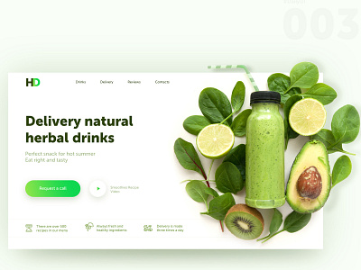 Dribbble design drink green herbal landing page ui ux web website