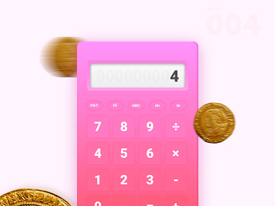 DailyUI days 004 Calculator calculator ui coins design pink ui web website
