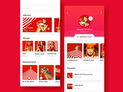 Music app design ui