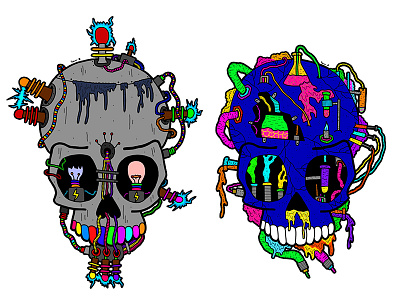 Electric and Chemical skulls art digital illustration illustration skulls work