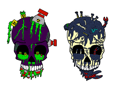 Nuclear and  Oil Spill skulls