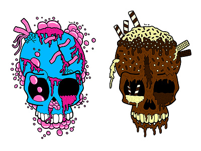 Bubblegum and Chocolate skulls art bubblegum chocolate colour colourful design food illustration illustrator