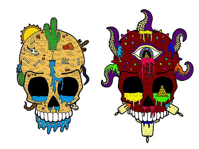 Desert and Ritual skulls art artist colourful colours design detail illustration illustrator pattern skulls texture