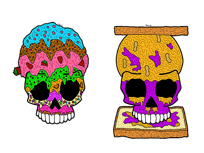 Ice Cream and Peanut Butter Jelly skulls art colourful colours digital digitalart food illustration illustrations illustrator skull