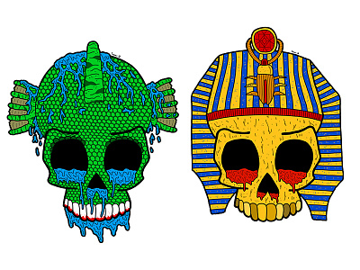 Lagoon Monster and Pharaoh skulls art artist artwork colour colourful colours design digital digital illustration digitalart draw egypt illustration illustrator patterns skulls work