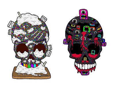 Drug and Monster skulls art artist artwork colour colourful colours design digital digital illustration digitalart draw drug illustration illustrator monster skulls work