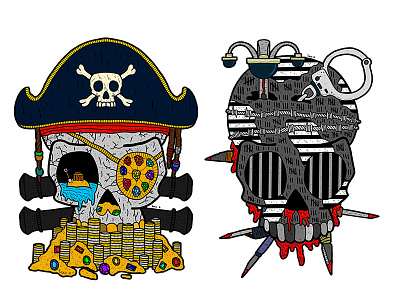 Pirate and Prison skulls art artist artwork colour colourful colours design digital digital illustration digitalart draw drawing illustrate illustration illustrator patterns skulls work