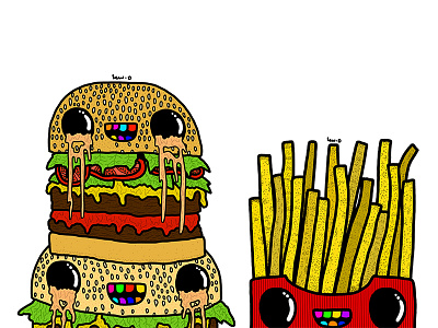 Burgers and Fries art artist artwork burger colour colourful colours design digital digital illustration digitalart draw drawing food illustrate illustration illustrator work