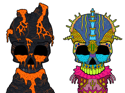 Volcano and Atlantis Skulls art artist artwork colour colourful colours design digital digital illustration digitalart draw drawing illustrate illustration illustrator pattern skulls work