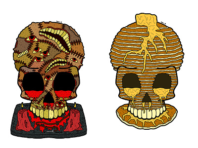 Anthropodermic and Pancake Skulls art artist artwork colour colourful colours design digital digital illustration digitalart draw drawing food illustrate illustration illustrator patterns ritual skulls work