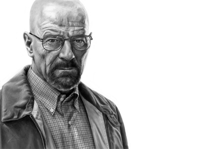 Walter White - Digital Pencil Sketch black and white breaking bad drawing photoshop portrait tee tshirt walter white