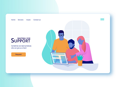 Support home illustration page support team