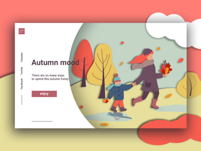 Autumn Mood autumn design girl illustration leaves mood mother park son