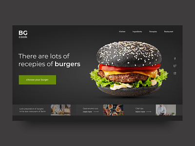 About burger black theme burger homepage ui webdesign