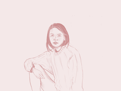 Sketch girl illustration mono photoshop pink sketch