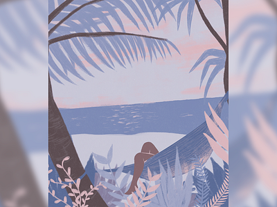 Hometown blue design digital art digital illustration digital painting girl illustration jungle photoshop pink plants purple tropical woman