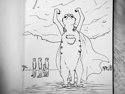 Supermeerkat daily sketch funny animals ink drawing meerkat sketch sketching supermeerkat