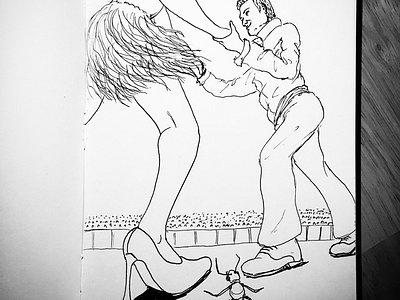 Dancing ant perspective dancing drawing ink drawing sketch